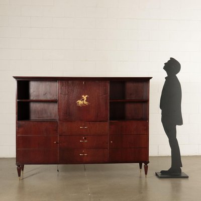 Cabinet in Mahogany Veneer and Brass, Italy, 1950s-VMM-809383