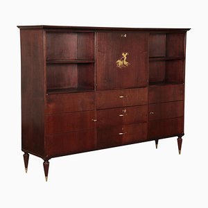 Cabinet in Mahogany Veneer and Brass, Italy, 1950s-VMM-809383