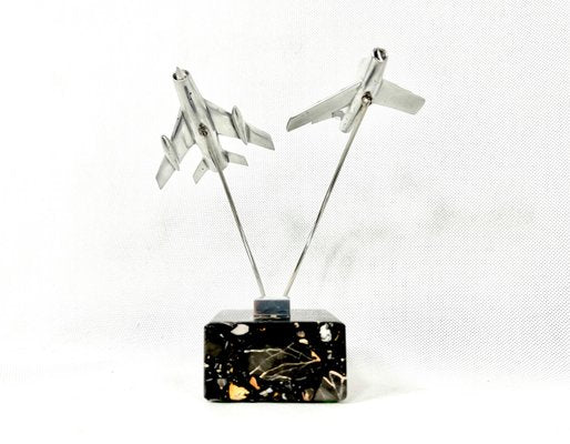 Cabinet Miniature with MiG 15 and MiG 19 Planes, Poland, 1950s-ZCY-1375690