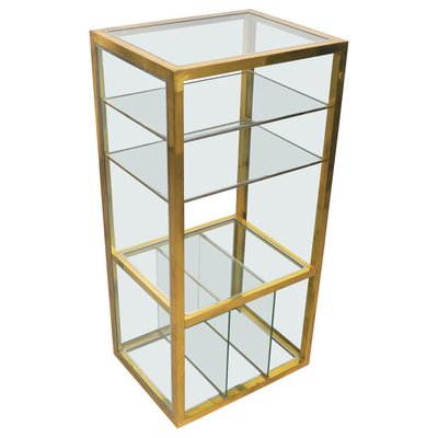 Cabinet Shelf in Brass, Chrome and Glass in the Style of Renato Levi, Italy, 1970s-LYQ-1214937