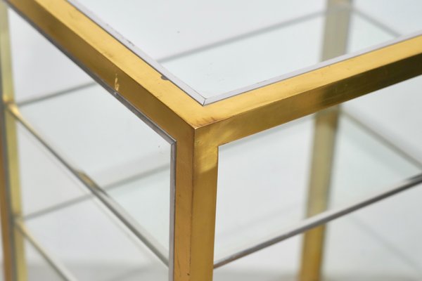 Cabinet Shelf in Brass, Chrome and Glass in the Style of Renato Levi, Italy, 1970s-LYQ-1214937