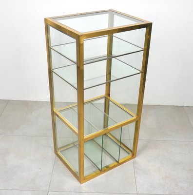 Cabinet Shelf in Brass, Chrome and Glass in the Style of Renato Levi, Italy, 1970s-LYQ-1214937