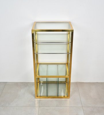 Cabinet Shelf in Brass, Chrome and Glass in the Style of Renato Levi, Italy, 1970s-LYQ-1214937