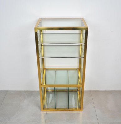 Cabinet Shelf in Brass, Chrome and Glass in the Style of Renato Levi, Italy, 1970s-LYQ-1214937