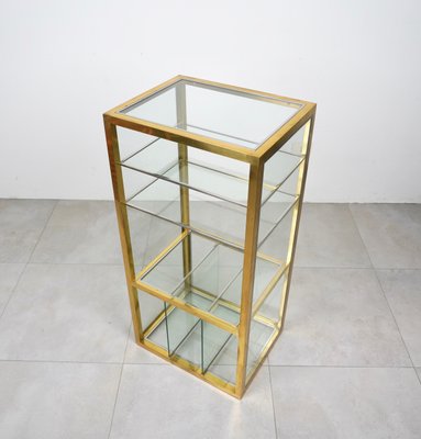 Cabinet Shelf in Brass, Chrome and Glass in the Style of Renato Levi, Italy, 1970s-LYQ-1214937