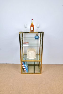 Cabinet Shelf in Brass, Chrome and Glass in the Style of Renato Levi, Italy, 1970s-LYQ-1214937