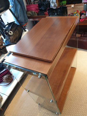 Cabinet with Wheels & Shelves in Walnut & Glass by Pierangelo Gallotti for Gallotti & Radice-ZFY-1363780