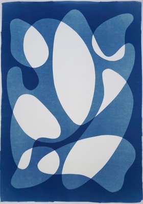 Calder Mobile Shapes, 2019, Modern Mid-Century Print on Paper, Blues, Neutral Tones-RWC-799745