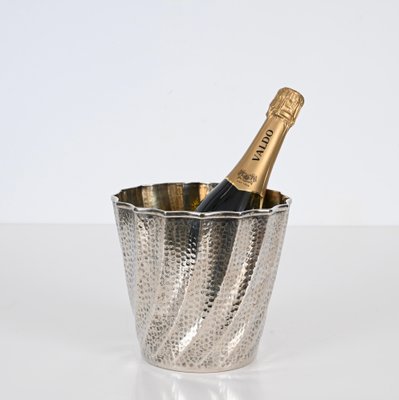 Calegaro Ice Bucket in Hammered Silver Plate and Gold Plate, Italy, 1970s-JDR-1706977