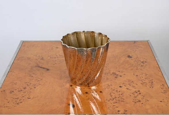 Calegaro Ice Bucket in Hammered Silver Plate and Gold Plate, Italy, 1970s-JDR-1706977