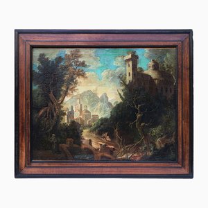 Calvet after Claude Francois, Landscape with Ancient Architecture and Lush Nature, 1700s-1800s, Oil on Canvas-BEW-2042867