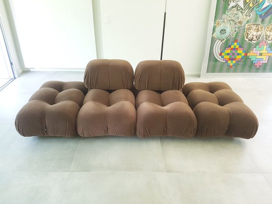 Camaleonda Modular Armchairs & Poufs in Brown Corduroy by Mario Bellini for C&b Italia, 1970s, Set of 7-RD-1807077