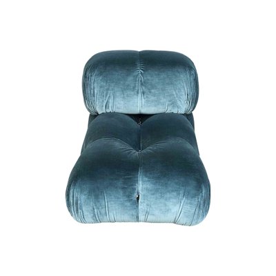 Camaleonda Modular Sofa in Blue Cotton Velvet by Mario Bellini for B&B Italia, 1972, Set of 7-RPH-1808076