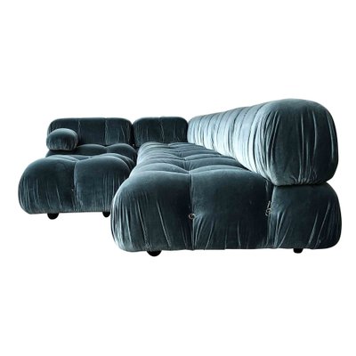 Camaleonda Modular Sofa in Blue Cotton Velvet by Mario Bellini for B&B Italia, 1972, Set of 7-RPH-1808076