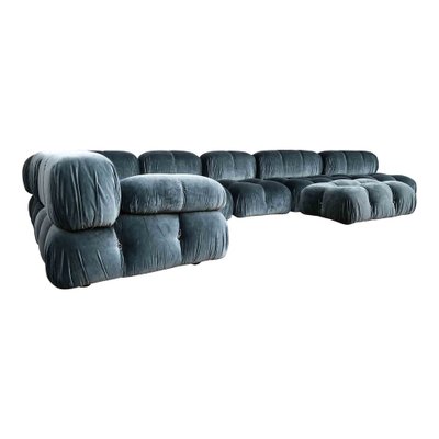 Camaleonda Modular Sofa in Blue Cotton Velvet by Mario Bellini for B&B Italia, 1972, Set of 7-RPH-1808076