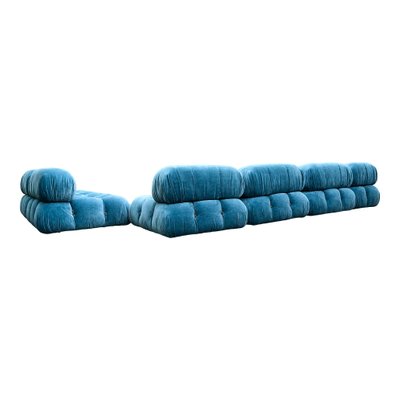 Camaleonda Modular Sofa in Blue Linen Velvet by Mario Bellini for B&B Italia, 1972, Set of 6-RPH-1347599