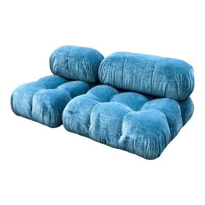 Camaleonda Modular Sofa in Blue Linen Velvet by Mario Bellini for B&B Italia, 1972, Set of 6-RPH-1347599