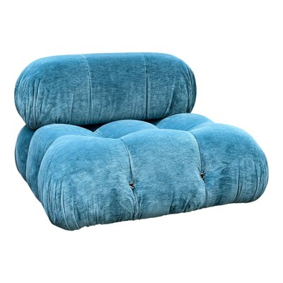 Camaleonda Modular Sofa in Blue Linen Velvet by Mario Bellini for B&B Italia, 1972, Set of 6-RPH-1347599