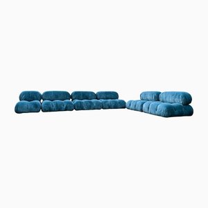 Camaleonda Modular Sofa in Blue Linen Velvet by Mario Bellini for B&B Italia, 1972, Set of 6-RPH-1347599