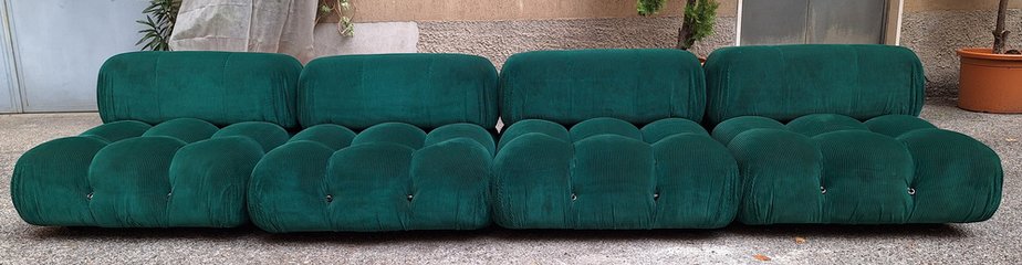 Camaleonda Modular Sofa in Emerald Green Corduroy by Mario Bellini for B&B Italia, 1960s, Set of 4-OHK-1822800