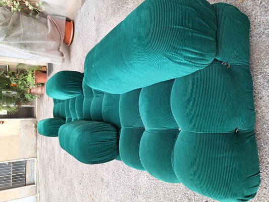 Camaleonda Modular Sofa in Emerald Green Corduroy by Mario Bellini for B&B Italia, 1960s, Set of 4-OHK-1822800