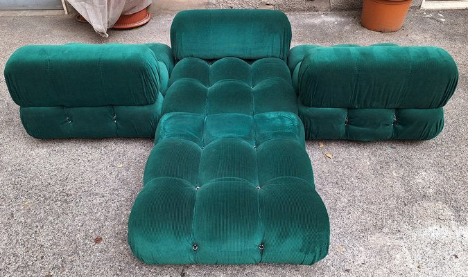 Camaleonda Modular Sofa in Emerald Green Corduroy by Mario Bellini for B&B Italia, 1960s, Set of 4-OHK-1822800