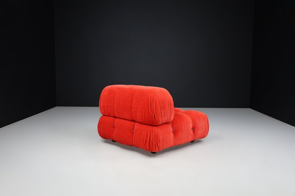 Camaleonda Modular Sofas in Red Velvet attributed to Mario Bellini for B&B Italia / C&B Italia, 1973, Set of 4-TRW-1797121