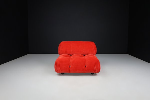 Camaleonda Modular Sofas in Red Velvet attributed to Mario Bellini for B&B Italia / C&B Italia, 1973, Set of 4-TRW-1797121