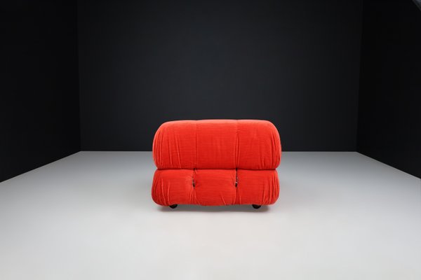 Camaleonda Modular Sofas in Red Velvet attributed to Mario Bellini for B&B Italia / C&B Italia, 1973, Set of 4-TRW-1797121