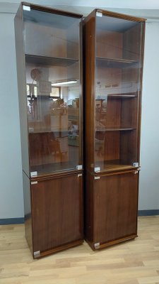 Cambridge Column Bookcase Cabinet with Glass by Marco Zanuso for Arflex, Italy, 1960s, Set of 2-QZZ-1295743