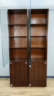 Cambridge Column Bookcase Cabinet with Glass by Marco Zanuso for Arflex, Italy, 1960s, Set of 2-QZZ-1295743