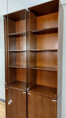 Cambridge Column Bookcase Cabinet with Glass by Marco Zanuso for Arflex, Italy, 1960s, Set of 2-QZZ-1295743