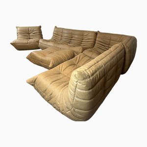 Camel Leather Togo Sofa Set by Michel Ducaroy for Ligne Roset, Set of 5-LRD-1738907