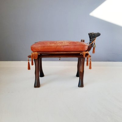 Camel Saddle Stool or Footstool, 1950s-SJU-1021443