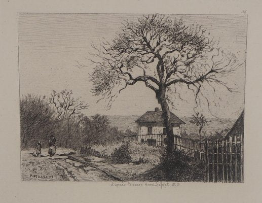 Camille Pissarro, Old House in Normandy, 1873, Engraving-KHH-1301178