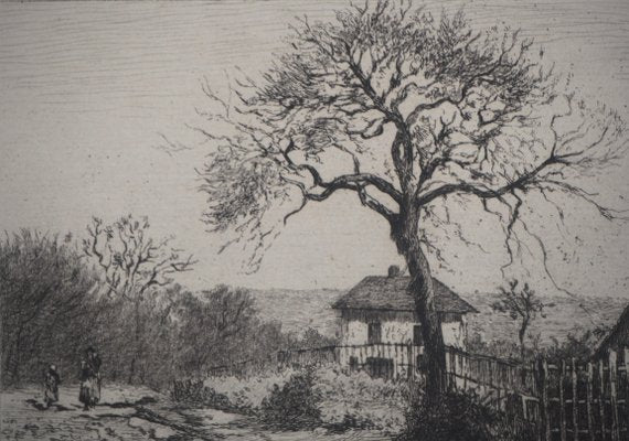 Camille Pissarro, Old House in Normandy, 1873, Engraving-KHH-1301178