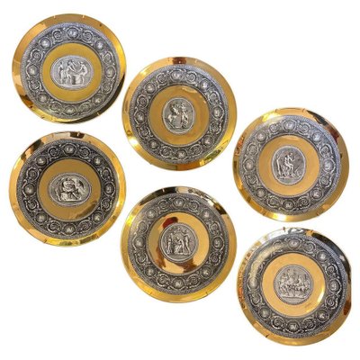 Cammei Mythological Collection Plates in Ceramic and Gold Leaf, 1960s, Set of 6-XDW-1802585