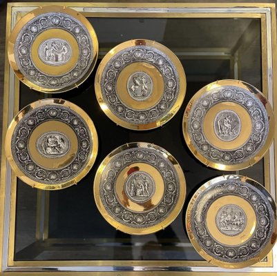 Cammei Mythological Collection Plates in Ceramic and Gold Leaf, 1960s, Set of 6-XDW-1802585