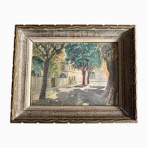 Campana, a Street in Nice, 1920s, Watercolor & Glass & Wood & Paper, Framed-JO-2018472