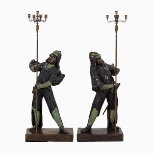 Candelabra Samurai Figurines, Set of 2-WMV-1130699