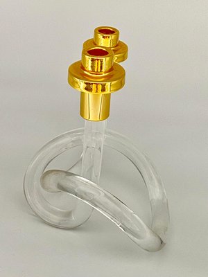 Candleholder in Acrylic Glass and Brass with Twisted Base by Dorothy Thorpe, USA, 1940-UR-1073172