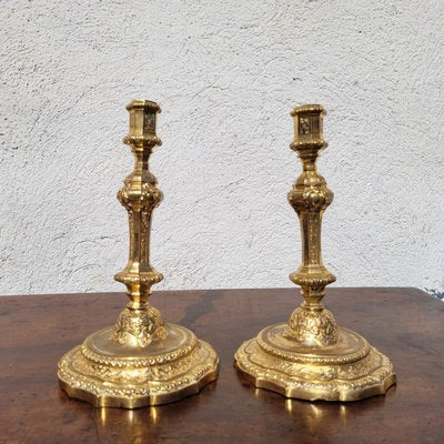 Candleholders in Mercury-Gilt Bronze, Set of 2-SYQ-2041813