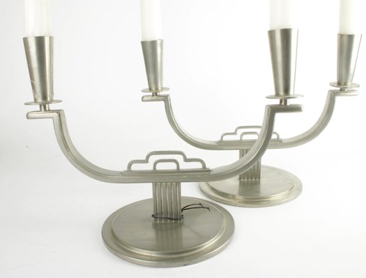 Candleholders in Pewter by Carl-Einar Borgström for Ystad Metall, Set of 2-HYQ-1226383