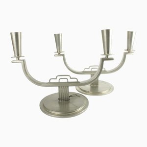 Candleholders in Pewter by Carl-Einar Borgström for Ystad Metall, Set of 2-HYQ-1226383