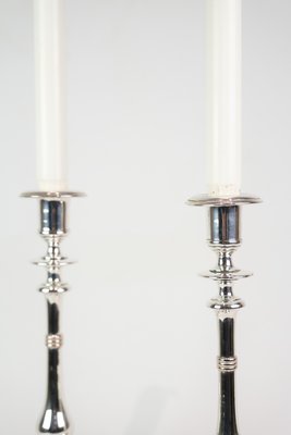 Candleholders in Silver Plated Brass by I.P.O Hansen, 1890s, Set of 2-UY-2027292