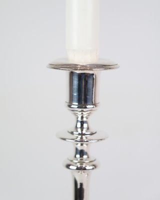 Candleholders in Silver Plated Brass by I.P.O Hansen, 1890s, Set of 2-UY-2027292