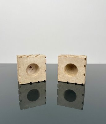 Candleholders in Travertine from Fratelli Mannelli, Italy, 1970s, Set of 2-LYQ-1288541