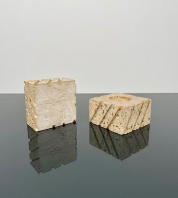 Candleholders in Travertine from Fratelli Mannelli, Italy, 1970s, Set of 2-LYQ-1288541