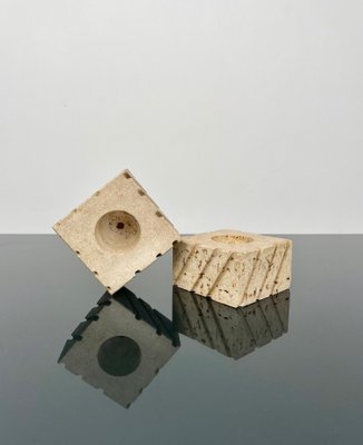 Candleholders in Travertine from Fratelli Mannelli, Italy, 1970s, Set of 2-LYQ-1288541