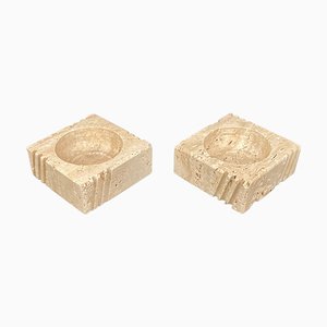 Candleholders or Ashtrays in Travertine from Fratelli Mannelli, Italy, 1970s, Set of 2-LYQ-1288548